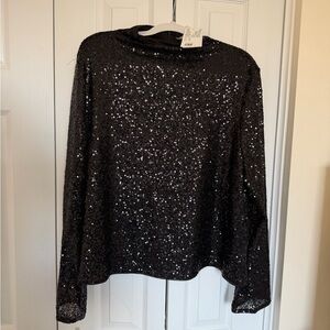 NWT Sequined Mock Turtleneck Top